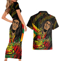 Legend Bob Birthday Couples Matching Short Sleeve Bodycon Dress and Hawaiian Shirt The Father of Reggae - Wonder Print Shop