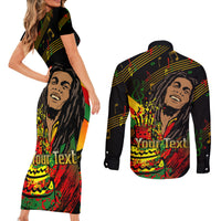 Legend Bob Birthday Couples Matching Short Sleeve Bodycon Dress and Long Sleeve Button Shirt The Father of Reggae - Wonder Print Shop