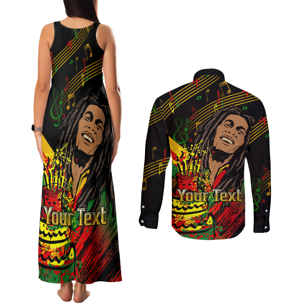 Legend Bob Birthday Couples Matching Tank Maxi Dress and Long Sleeve Button Shirt The Father of Reggae - Wonder Print Shop