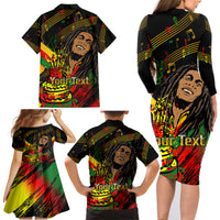 Legend Bob Birthday Family Matching Long Sleeve Bodycon Dress and Hawaiian Shirt The Father of Reggae - Wonder Print Shop