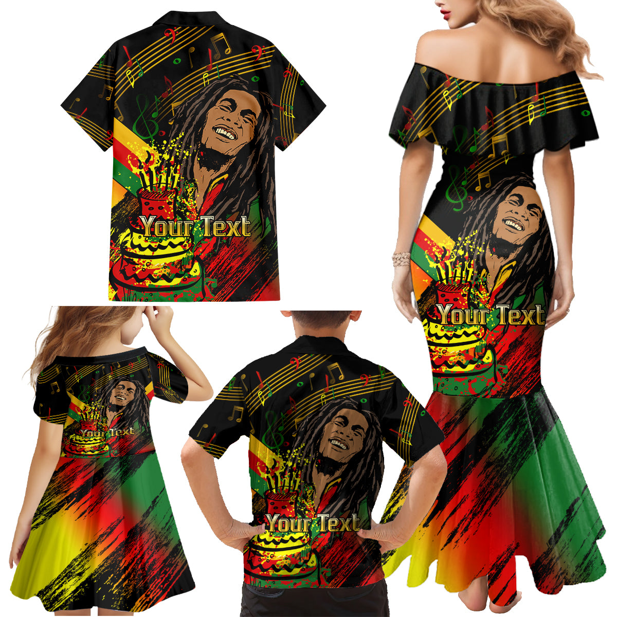 Legend Bob Birthday Family Matching Mermaid Dress and Hawaiian Shirt The Father of Reggae - Wonder Print Shop