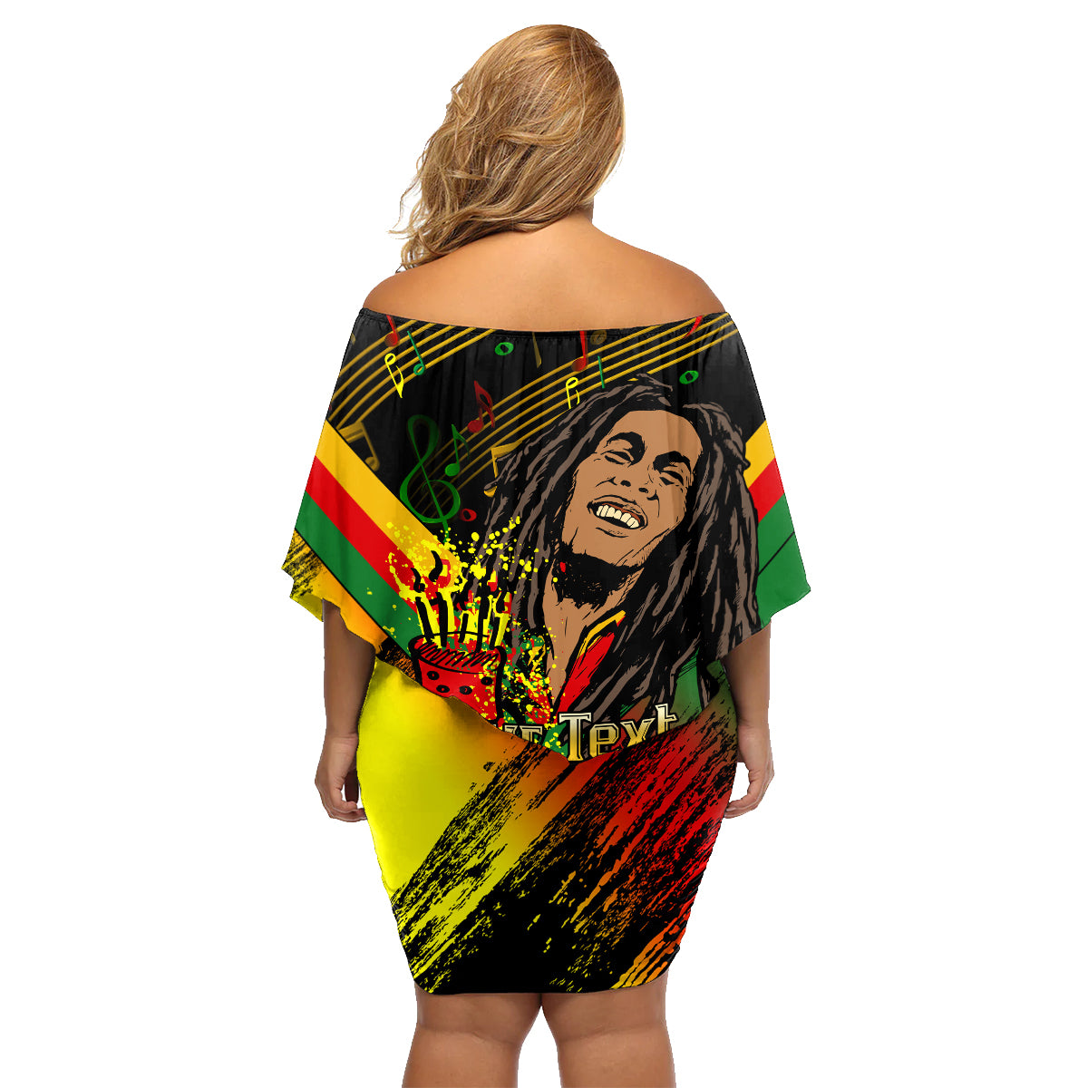 Legend Bob Birthday Family Matching Off Shoulder Short Dress and Hawaiian Shirt The Father of Reggae - Wonder Print Shop