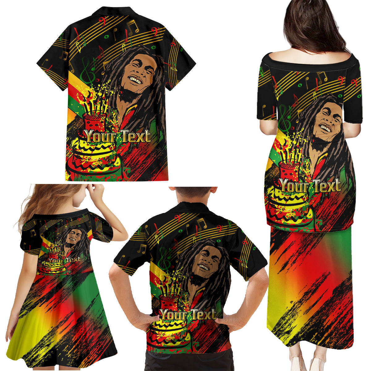 Legend Bob Birthday Family Matching Puletasi and Hawaiian Shirt The Father of Reggae - Wonder Print Shop