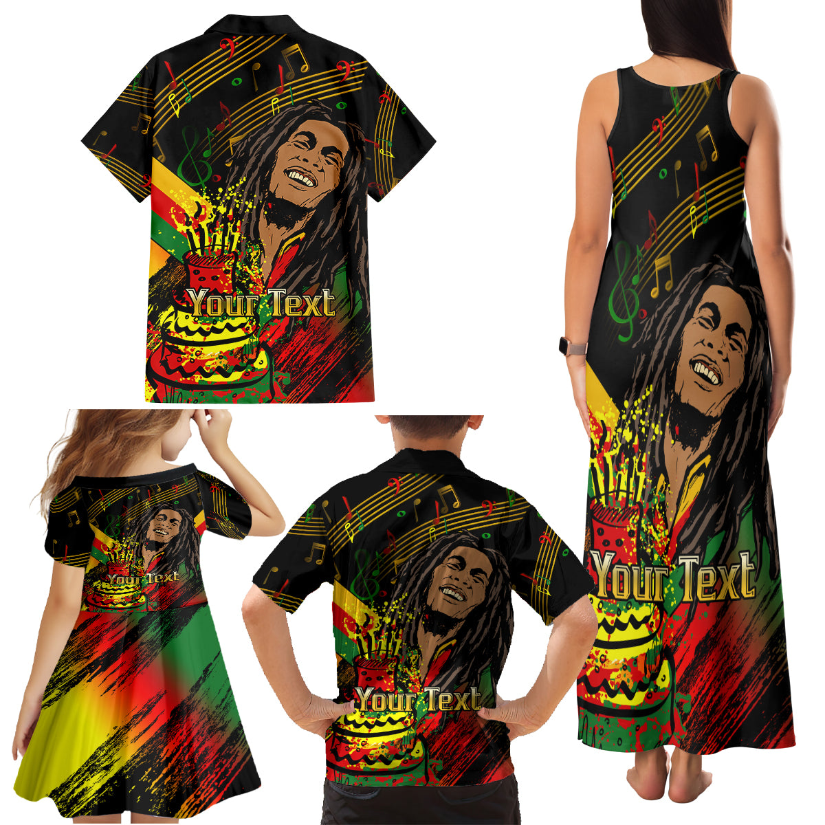 Legend Bob Birthday Family Matching Tank Maxi Dress and Hawaiian Shirt The Father of Reggae - Wonder Print Shop