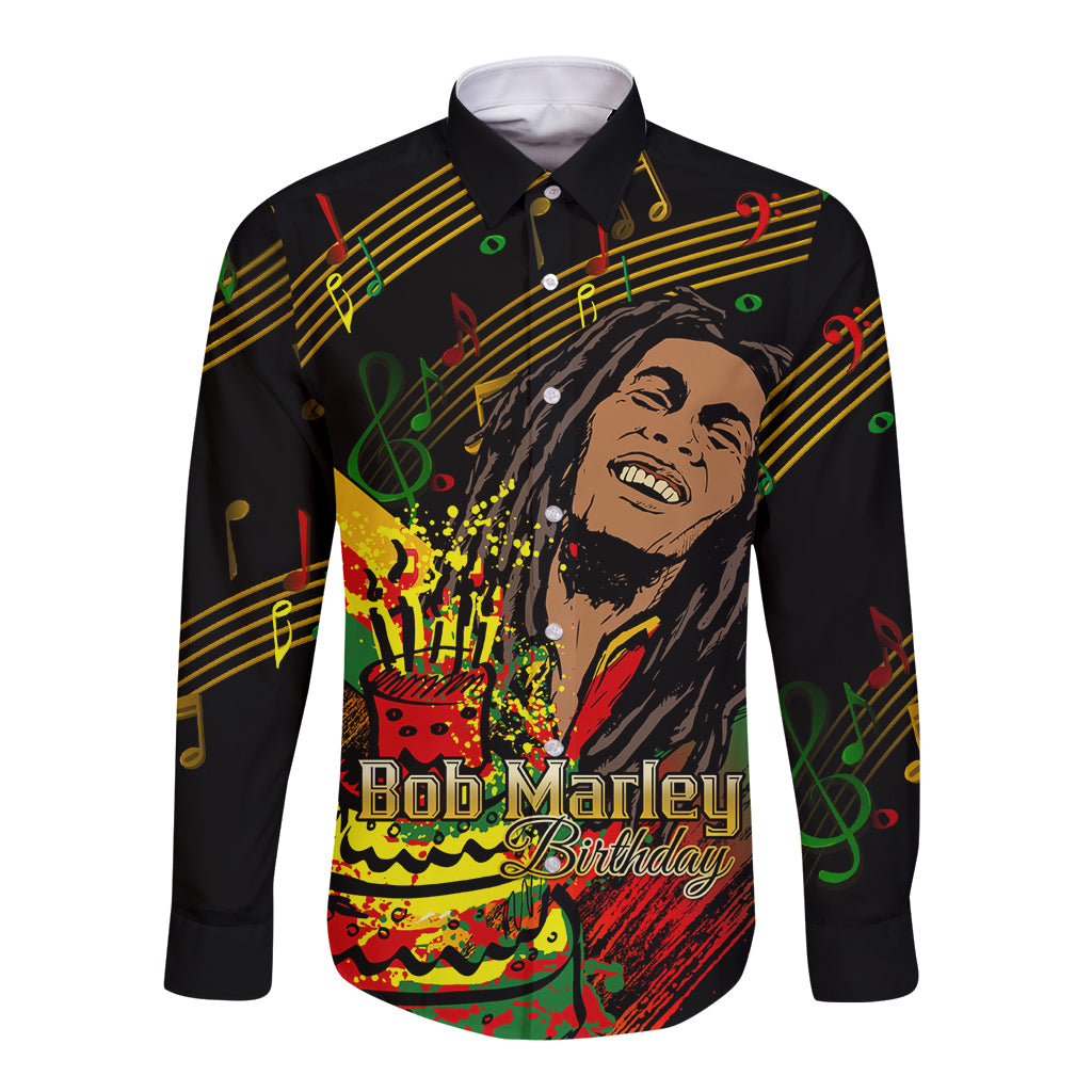 Legend Bob Birthday Long Sleeve Button Shirt The Father of Reggae - Wonder Print Shop