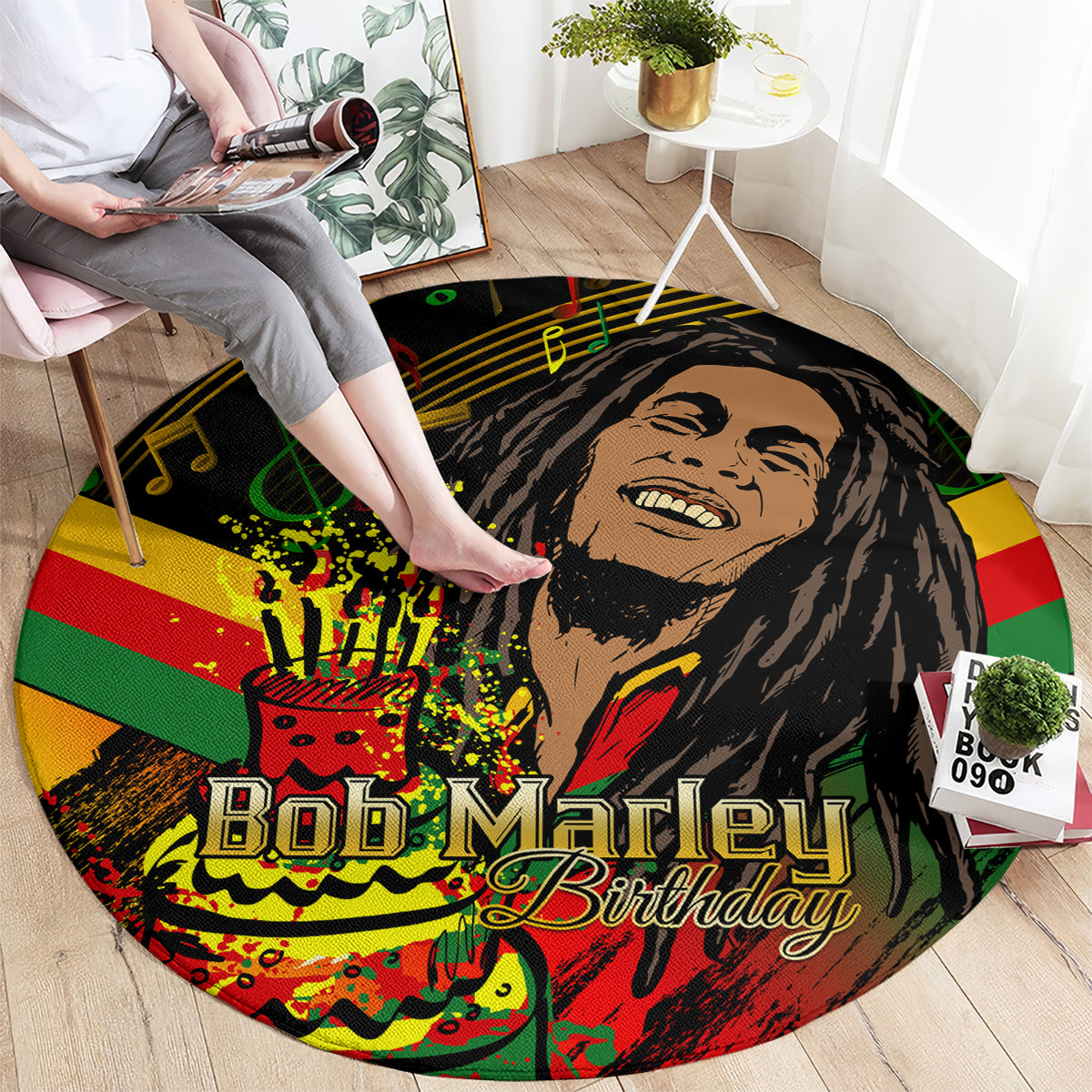 Bob Marley Birthday Round Carpet The Father of Reggae