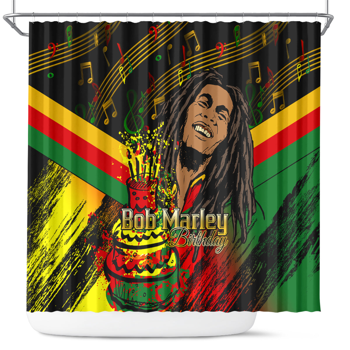 Bob Marley Birthday Shower Curtain The Father of Reggae