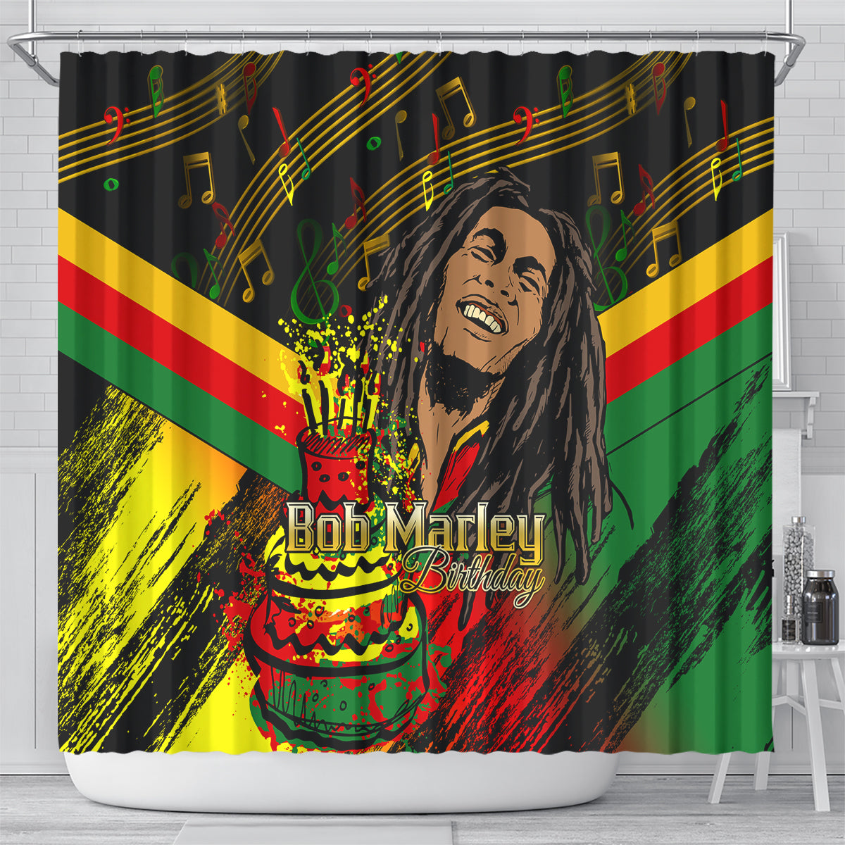 Bob Marley Birthday Shower Curtain The Father of Reggae