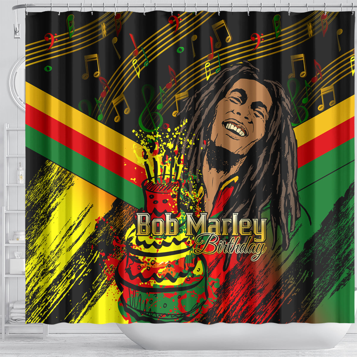 Bob Marley Birthday Shower Curtain The Father of Reggae