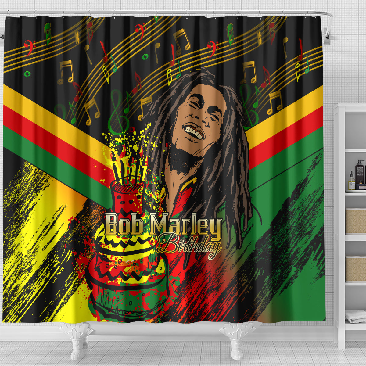 Bob Marley Birthday Shower Curtain The Father of Reggae