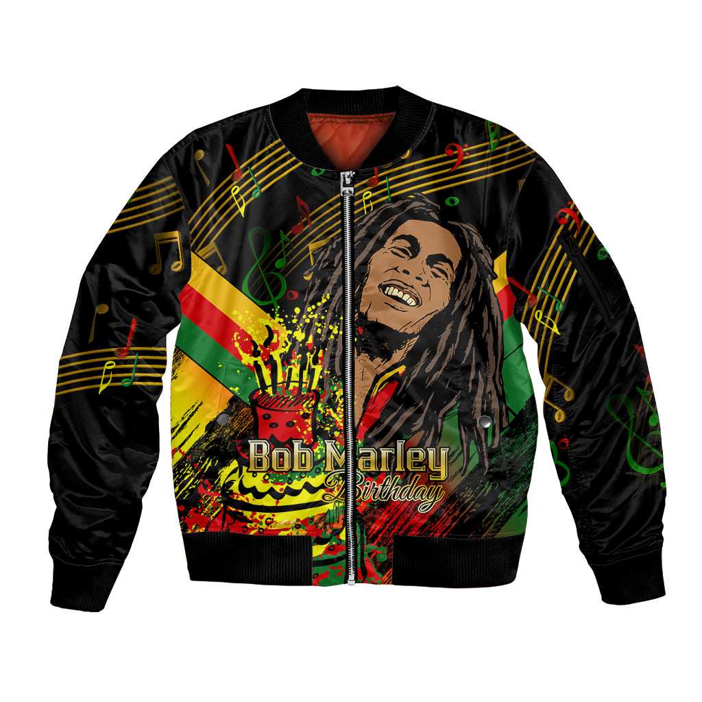 Legend Bob Birthday Sleeve Zip Bomber Jacket The Father of Reggae - Wonder Print Shop