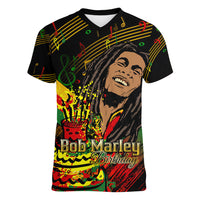 Legend Bob Birthday Women V Neck T Shirt The Father of Reggae - Wonder Print Shop