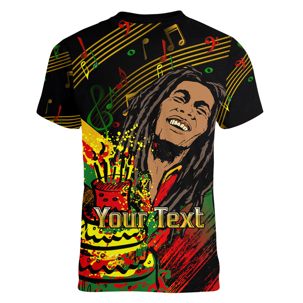 Legend Bob Birthday Women V Neck T Shirt The Father of Reggae - Wonder Print Shop