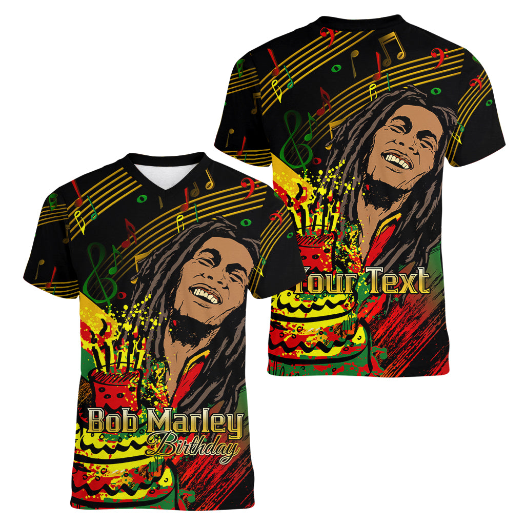 Legend Bob Birthday Women V Neck T Shirt The Father of Reggae - Wonder Print Shop