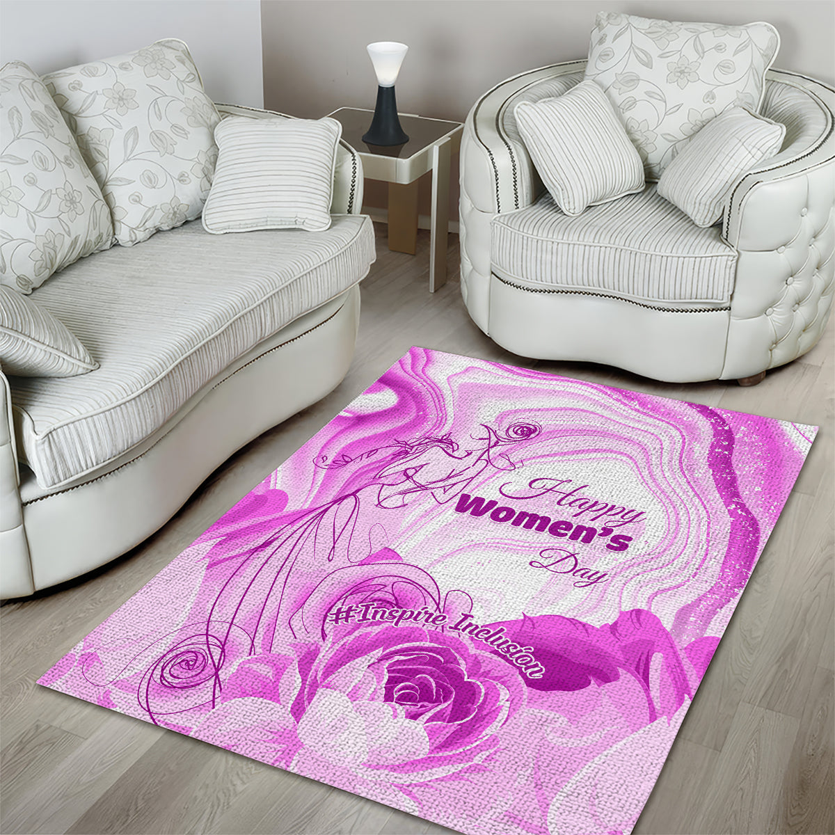 Happy International Women Day 2024 Area Rug Inspire Inclusion - Wonder Print Shop