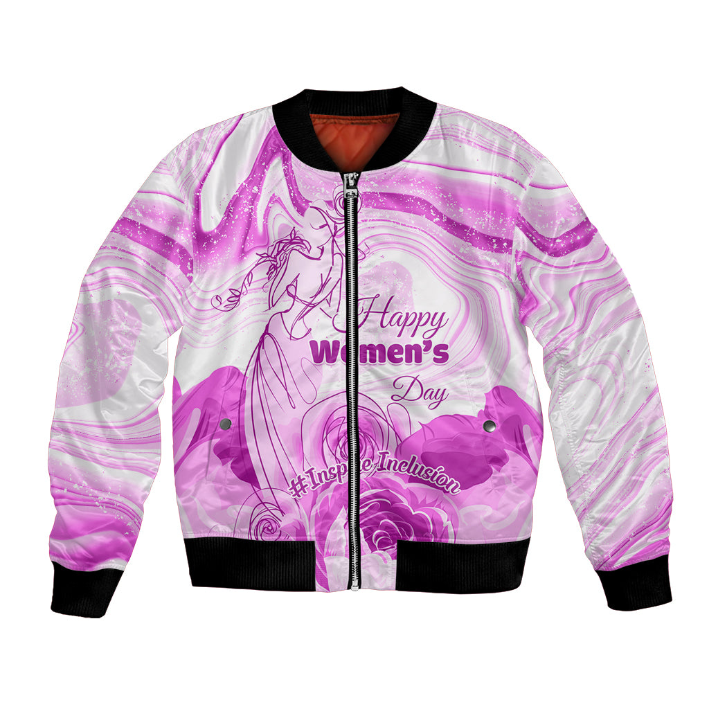 Happy International Women Day 2024 Bomber Jacket Inspire Inclusion - Wonder Print Shop