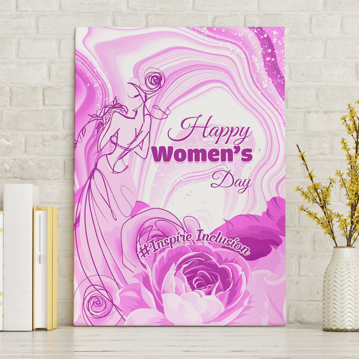 Happy International Women Day 2024 Canvas Wall Art Inspire Inclusion - Wonder Print Shop