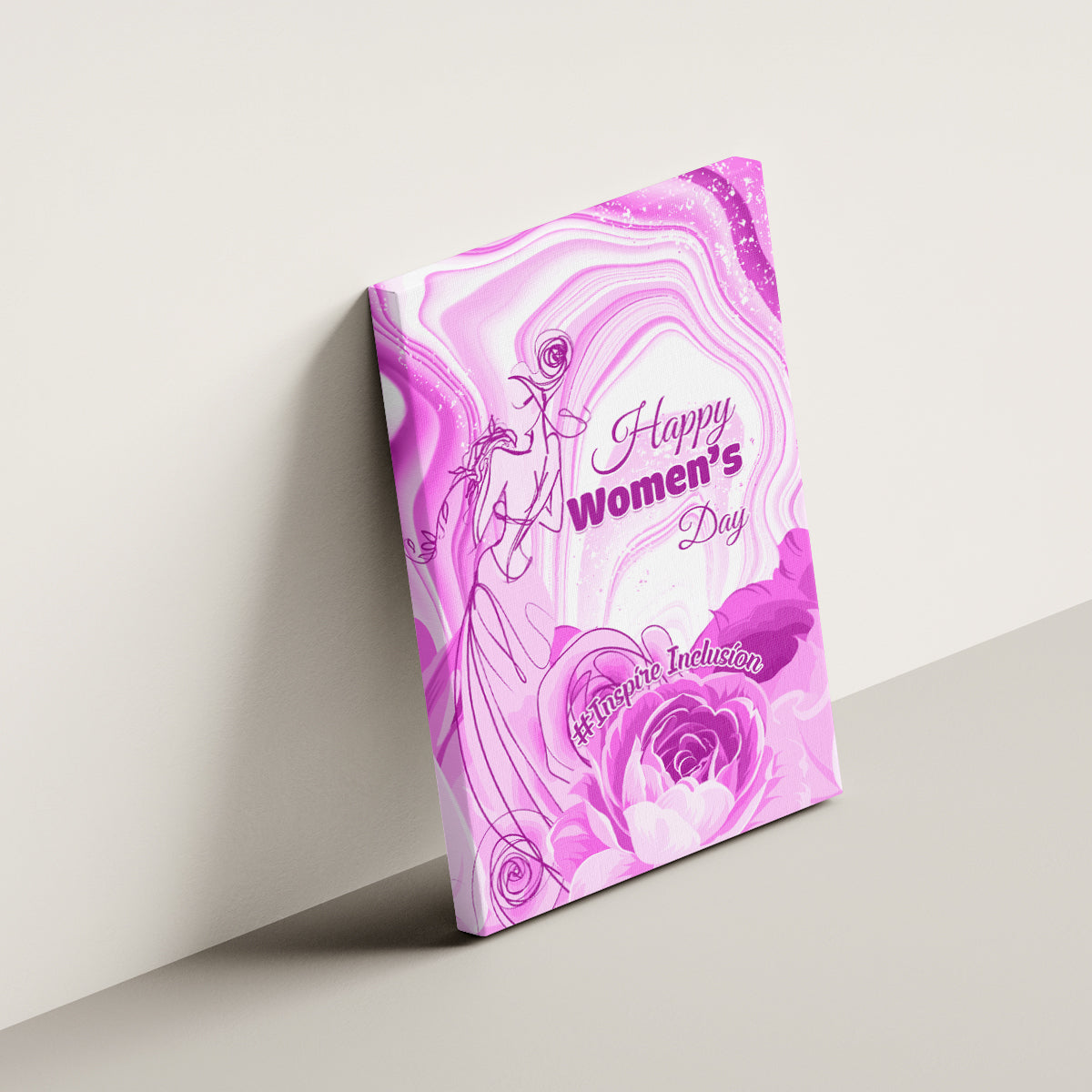 Happy International Women Day 2024 Canvas Wall Art Inspire Inclusion - Wonder Print Shop