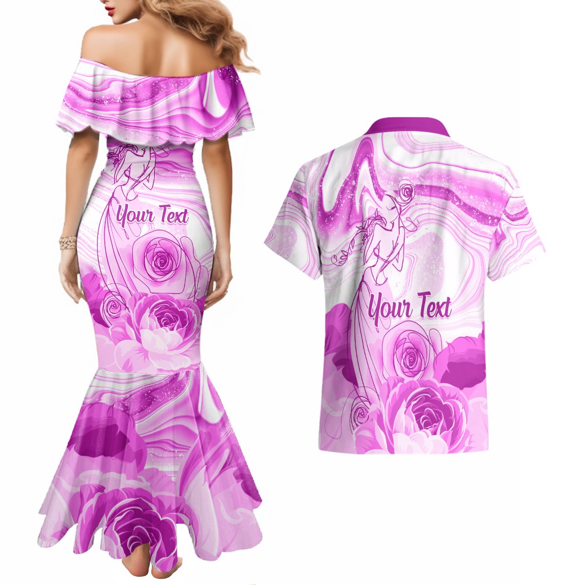 Happy International Women Day 2024 Couples Matching Mermaid Dress and Hawaiian Shirt Inspire Inclusion - Wonder Print Shop