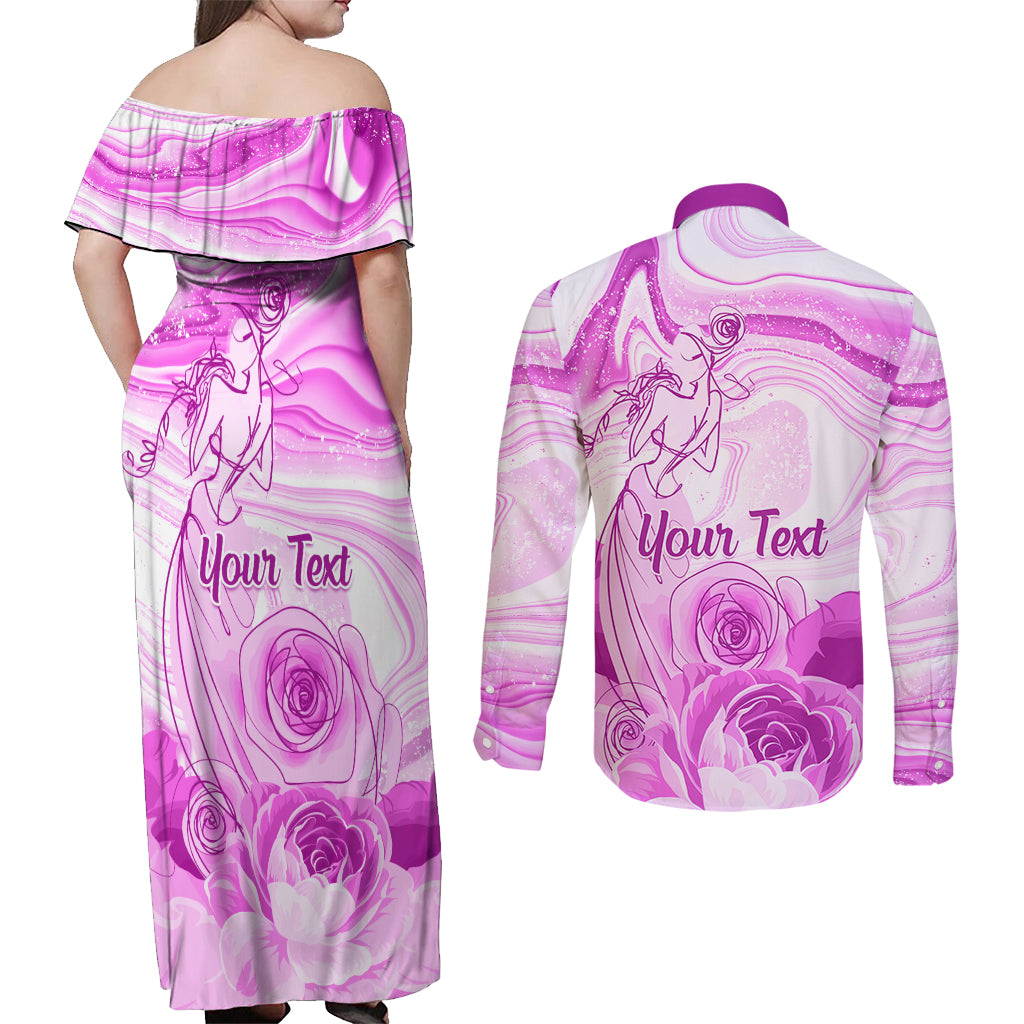 Happy International Women Day 2024 Couples Matching Off Shoulder Maxi Dress and Long Sleeve Button Shirt Inspire Inclusion - Wonder Print Shop