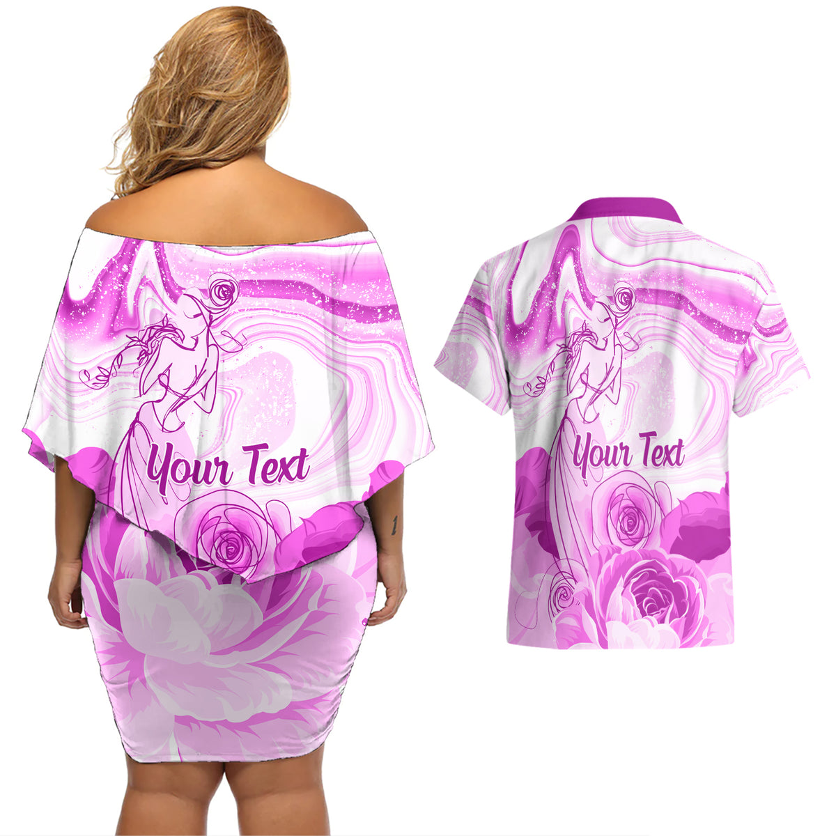 Happy International Women Day 2024 Couples Matching Off Shoulder Short Dress and Hawaiian Shirt Inspire Inclusion - Wonder Print Shop