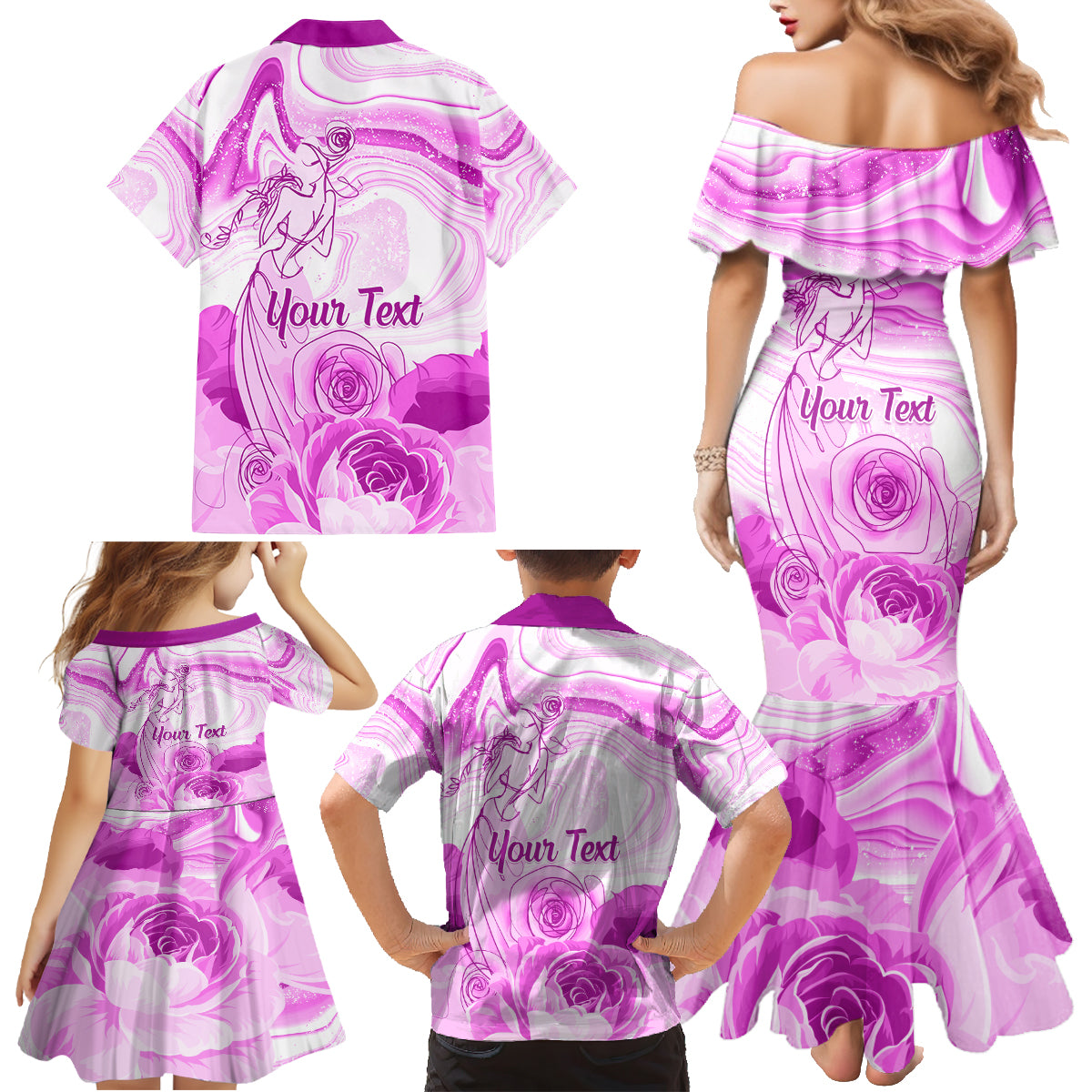 Happy International Women Day 2024 Family Matching Mermaid Dress and Hawaiian Shirt Inspire Inclusion - Wonder Print Shop