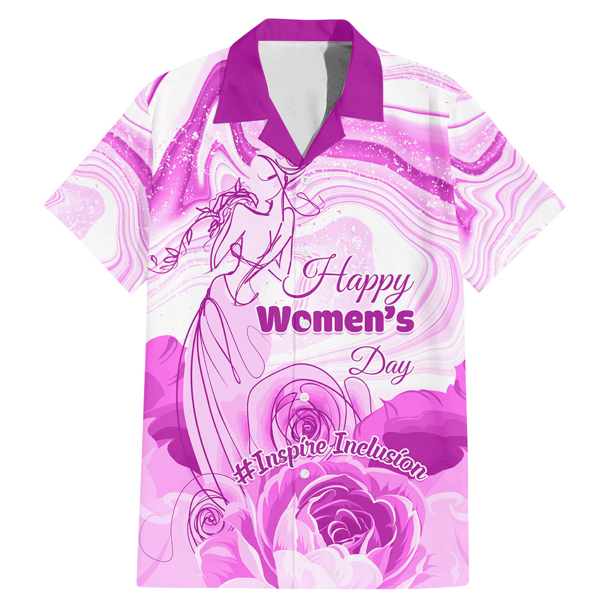 Happy International Women Day 2024 Family Matching Mermaid Dress and Hawaiian Shirt Inspire Inclusion - Wonder Print Shop