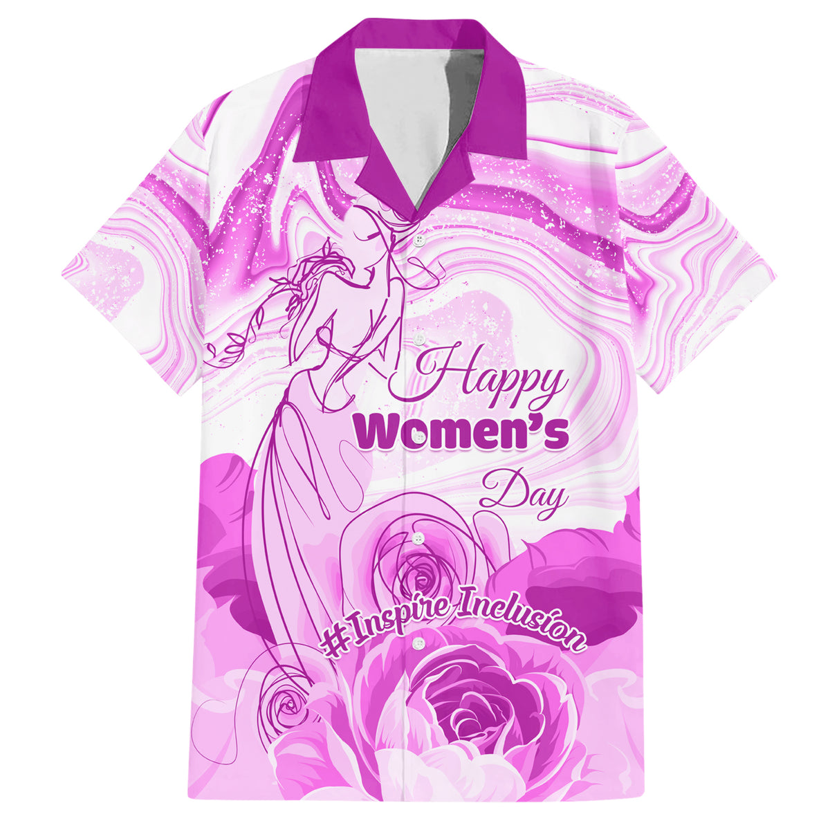 Happy International Women Day 2024 Hawaiian Shirt Inspire Inclusion - Wonder Print Shop