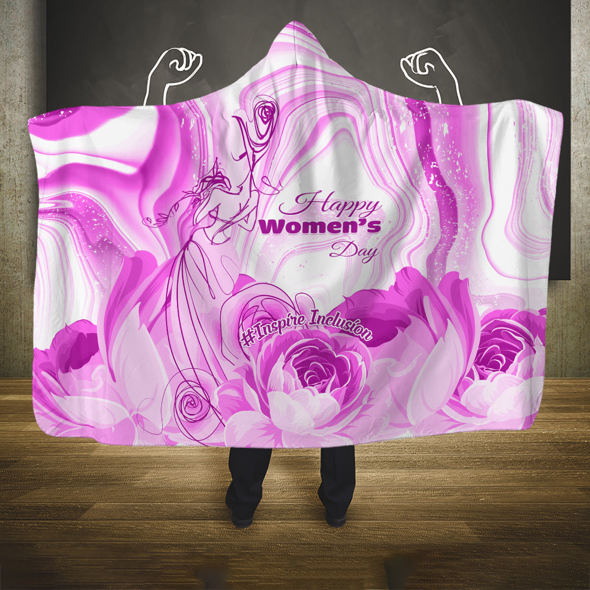 Happy International Women Day 2024 Hooded Blanket Inspire Inclusion