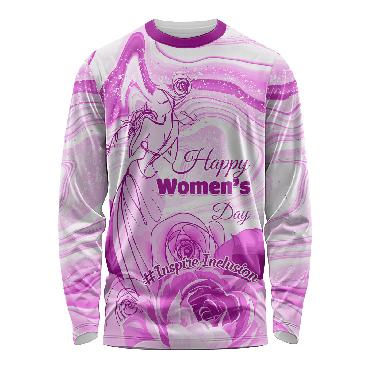 Happy International Women Day 2024 Long Sleeve Shirt Inspire Inclusion - Wonder Print Shop