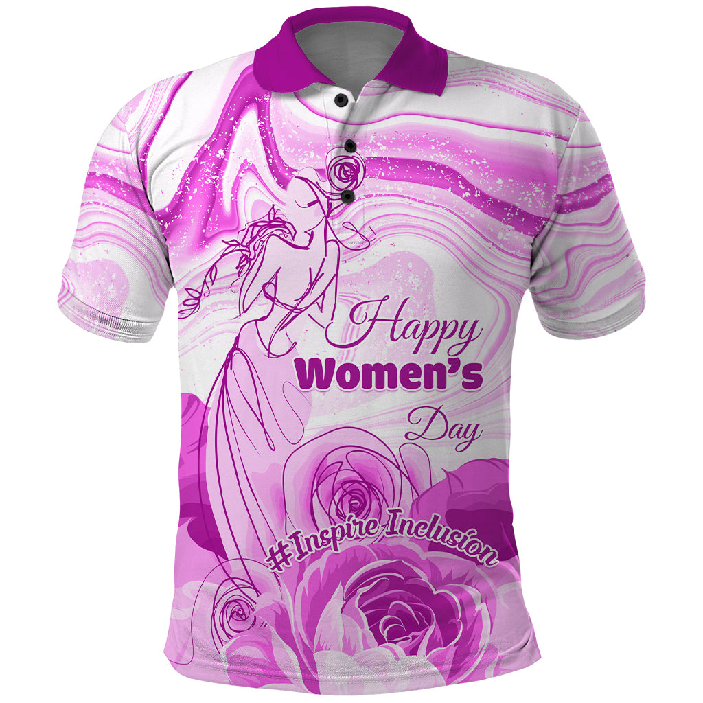 Happy International Women Day 2024 Polo Shirt Inspire Inclusion - Wonder Print Shop
