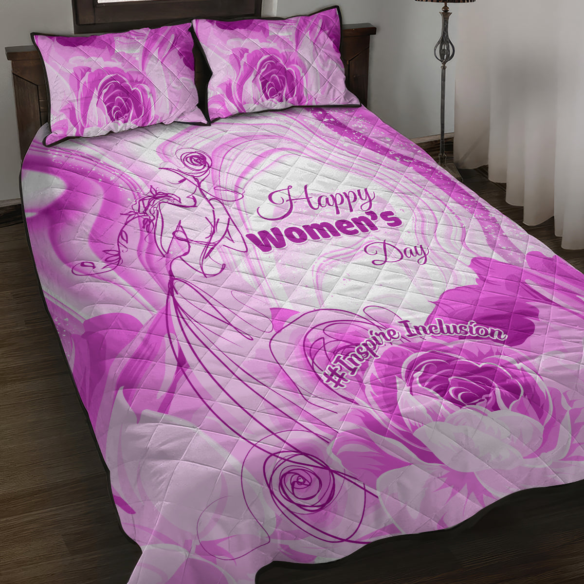 Happy International Women Day 2024 Quilt Bed Set Inspire Inclusion - Wonder Print Shop