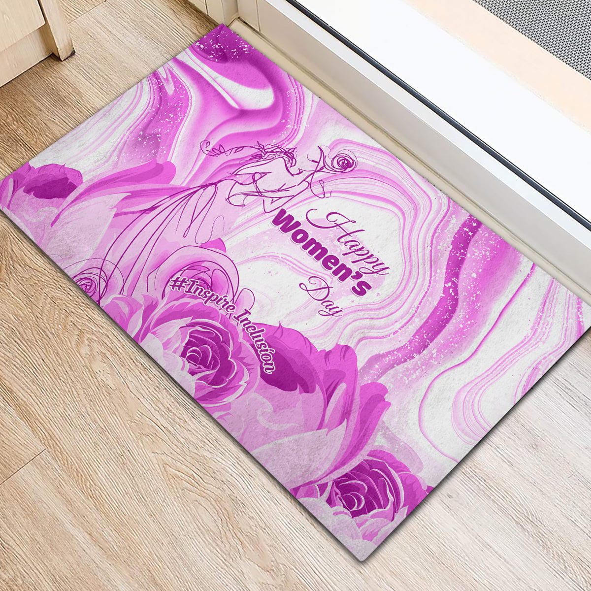 Happy International Women Day 2024 Rubber Doormat Inspire Inclusion - Wonder Print Shop