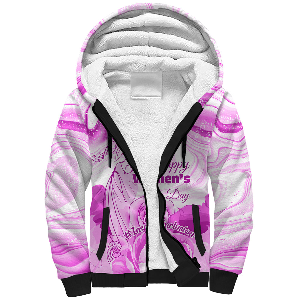 Happy International Women Day 2024 Sherpa Hoodie Inspire Inclusion - Wonder Print Shop
