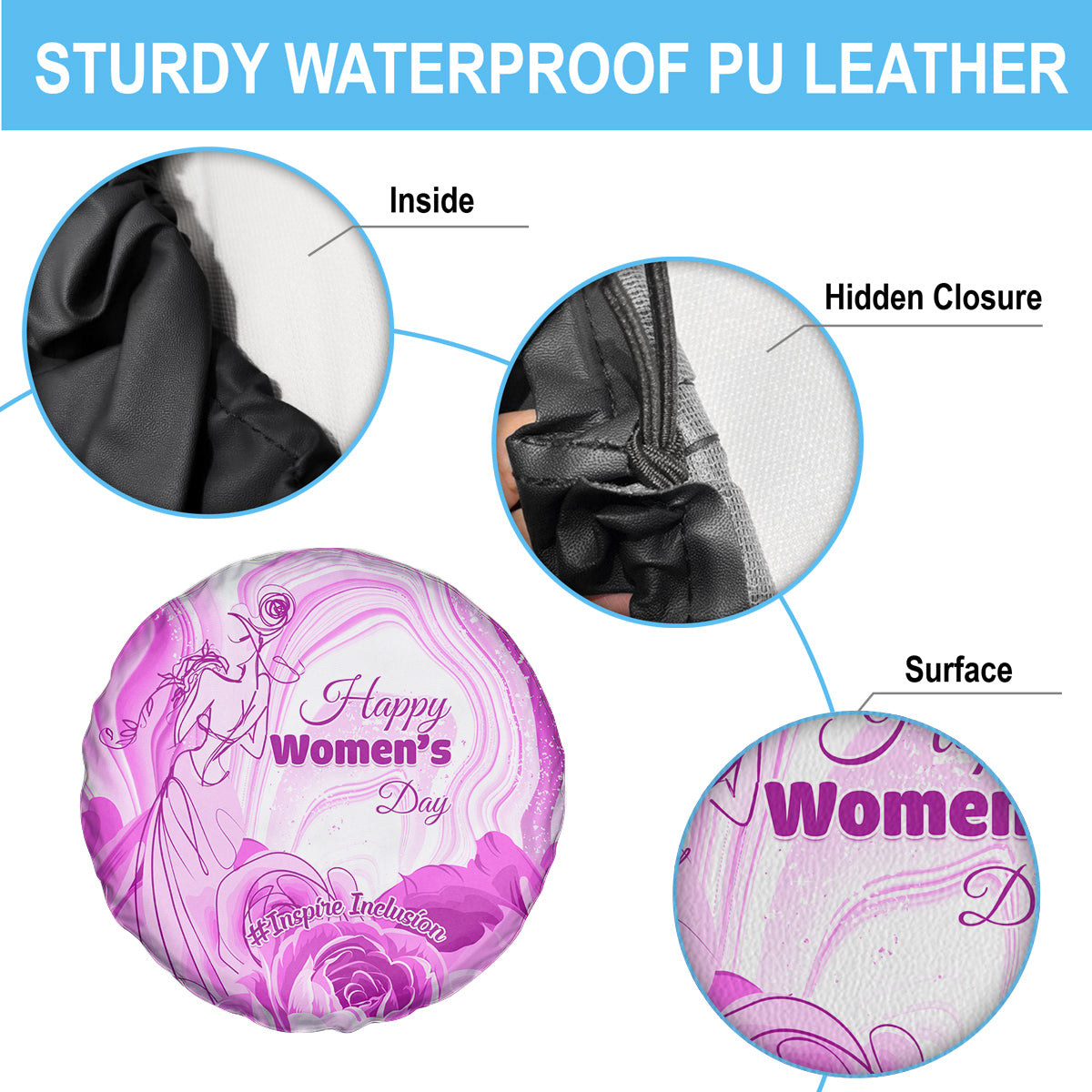Happy International Women Day 2024 Spare Tire Cover Inspire Inclusion - Wonder Print Shop