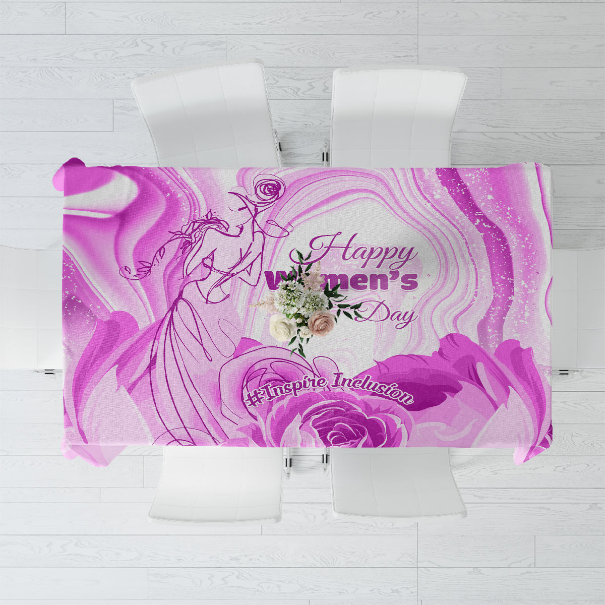 Happy International Women Day 2024 Tablecloth Inspire Inclusion - Wonder Print Shop