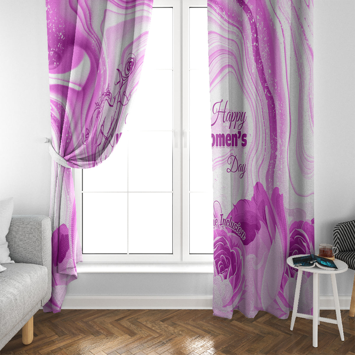 Happy International Women Day 2024 Window Curtain Inspire Inclusion - Wonder Print Shop