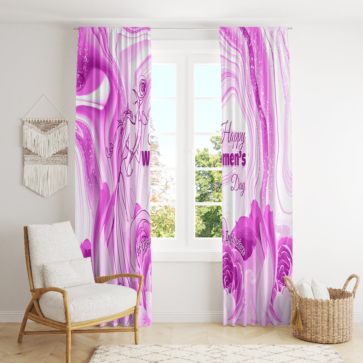 Happy International Women Day 2024 Window Curtain Inspire Inclusion - Wonder Print Shop