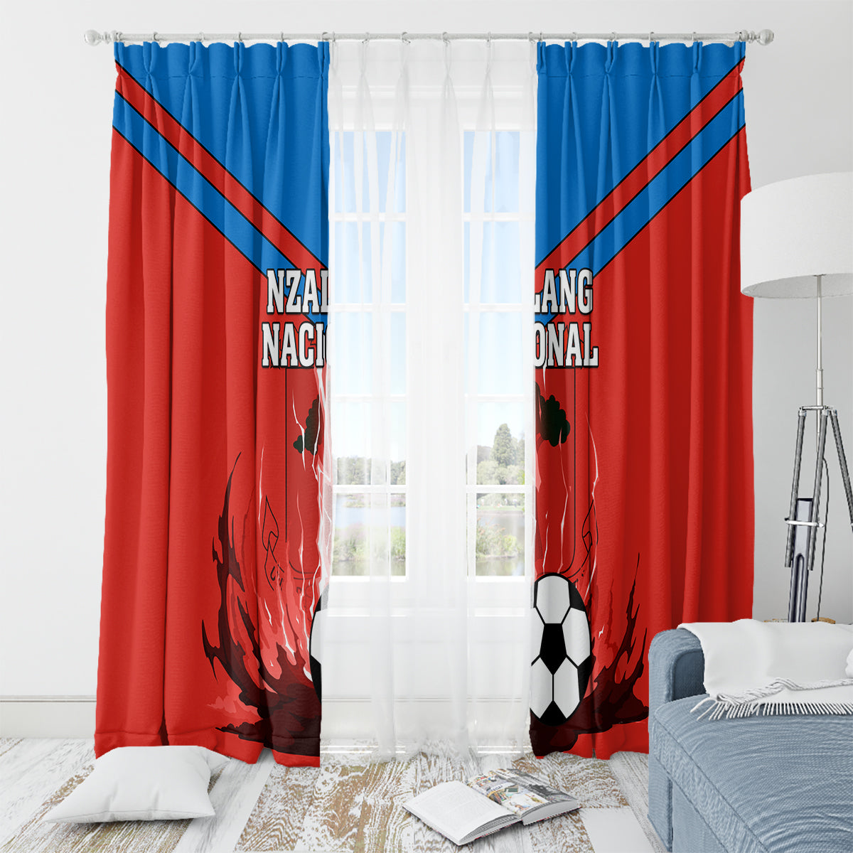 Equatorial Guinea Football Window Curtain Come On Nzalang Nacional - Wonder Print Shop