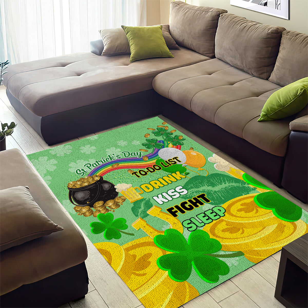 Saint Patrick Day Area Rug Shamrock To Do List - Wonder Print Shop