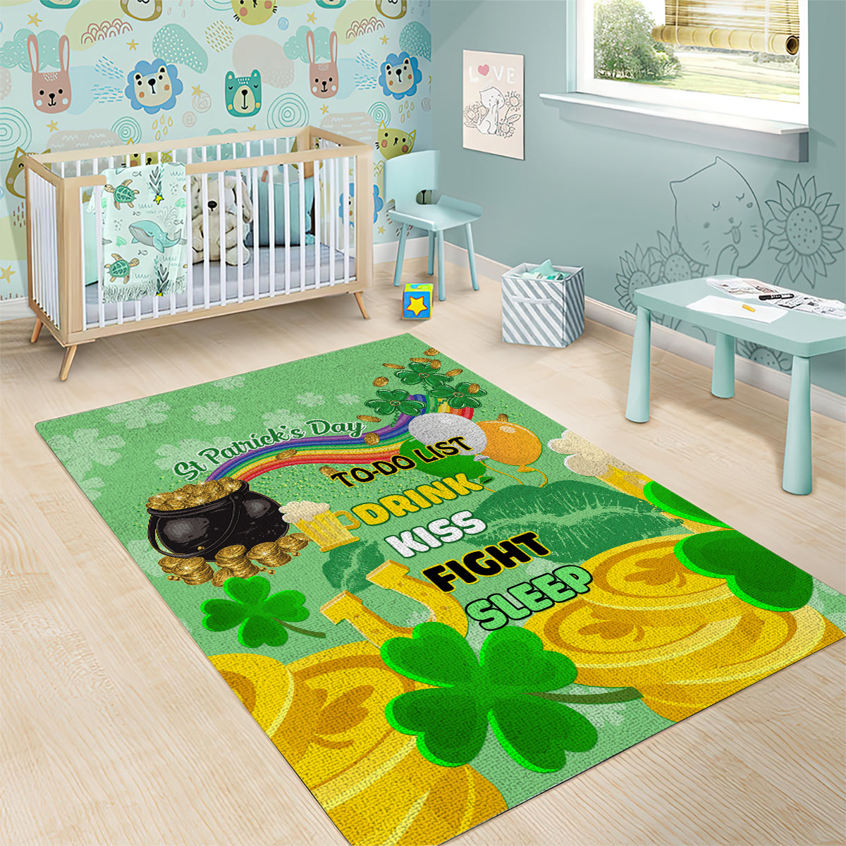 Saint Patrick Day Area Rug Shamrock To Do List - Wonder Print Shop