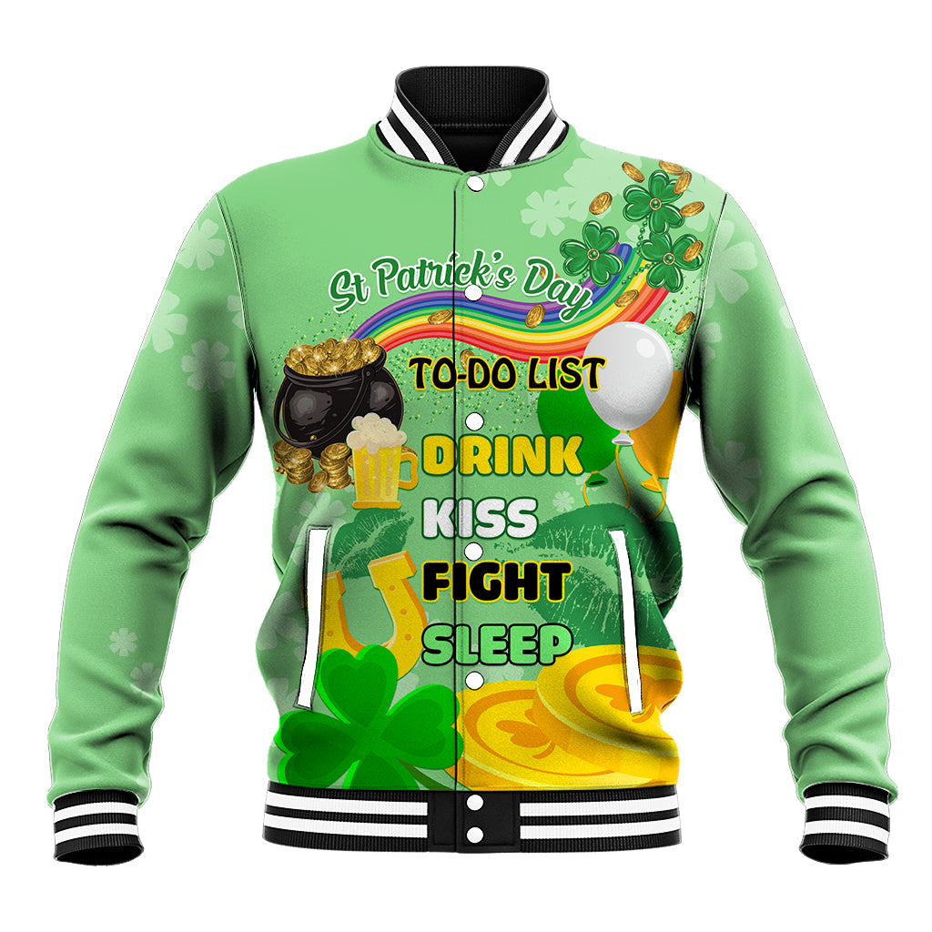 Saint Patrick Day Baseball Jacket Shamrock To Do List - Wonder Print Shop