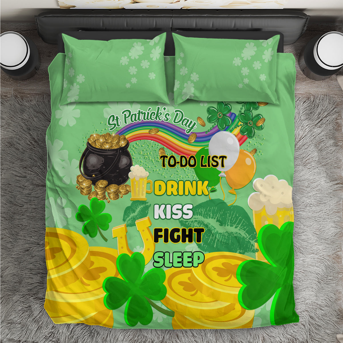 Saint Patrick Day Bedding Set Shamrock To Do List - Wonder Print Shop