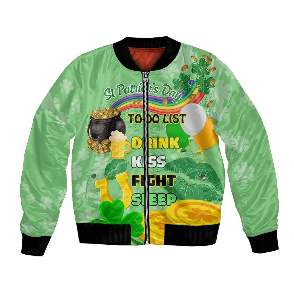Saint Patrick Day Bomber Jacket Shamrock To Do List - Wonder Print Shop