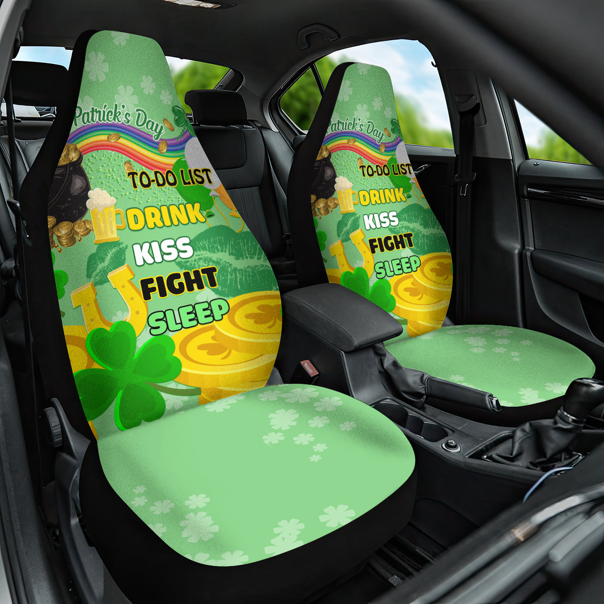 Saint Patrick Day Car Seat Cover Shamrock To Do List - Wonder Print Shop
