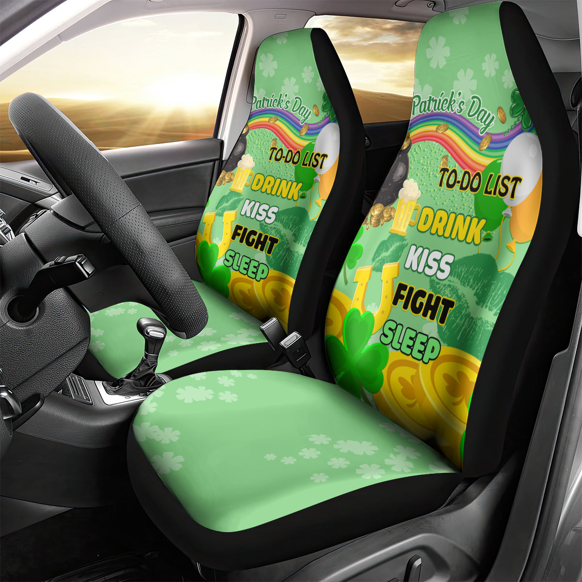 Saint Patrick Day Car Seat Cover Shamrock To Do List - Wonder Print Shop