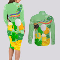 Saint Patrick Day Couples Matching Long Sleeve Bodycon Dress and Long Sleeve Button Shirt Shamrock To Do List - Wonder Print Shop