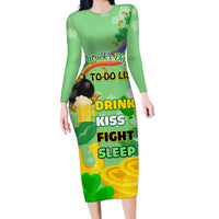 Saint Patrick Day Family Matching Long Sleeve Bodycon Dress and Hawaiian Shirt Shamrock To Do List - Wonder Print Shop