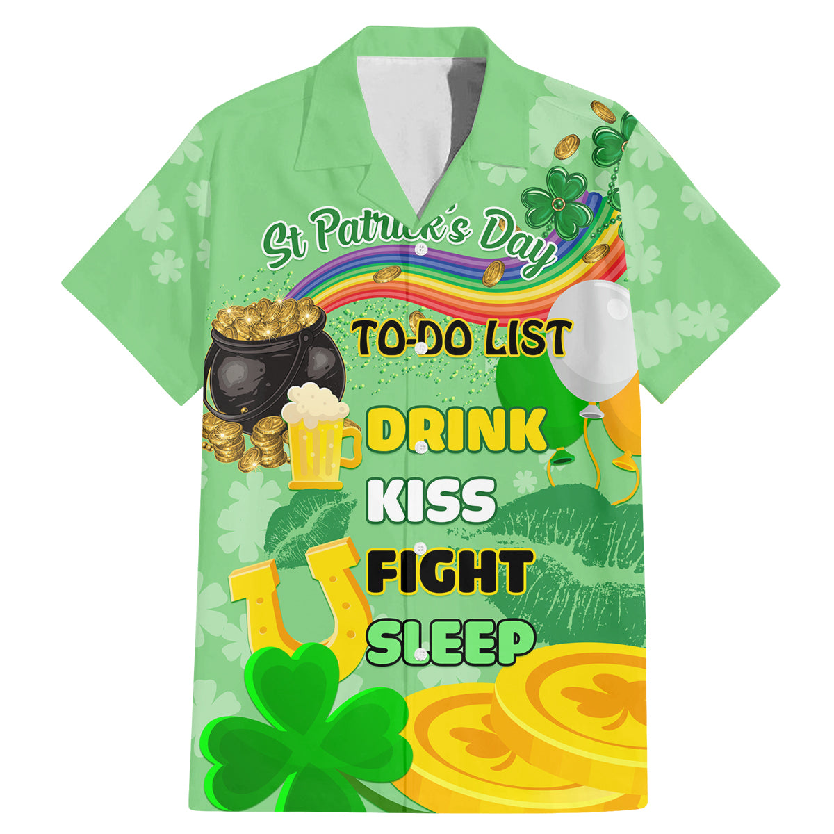 Saint Patrick Day Family Matching Mermaid Dress and Hawaiian Shirt Shamrock To Do List - Wonder Print Shop