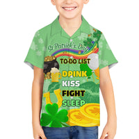 Saint Patrick Day Family Matching Off Shoulder Short Dress and Hawaiian Shirt Shamrock To Do List - Wonder Print Shop